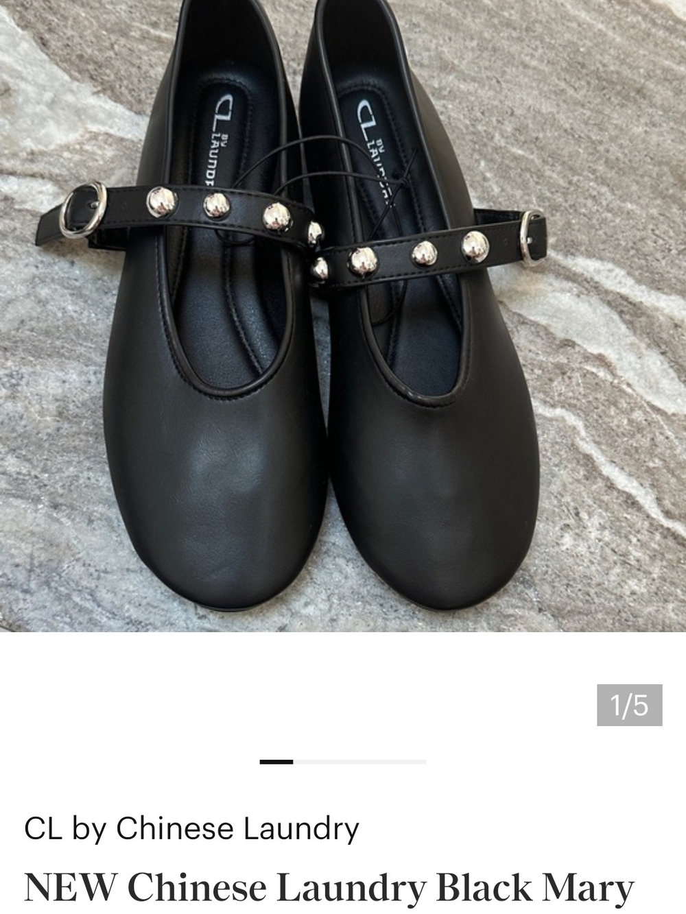 CL by Chinese Laundry Black Studded Mary Flats